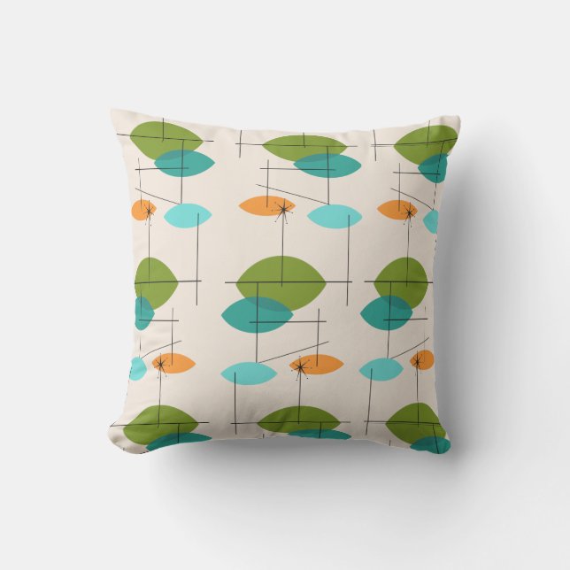 Retro Atomic Mobile Pattern Outdoor Pillow (Front)