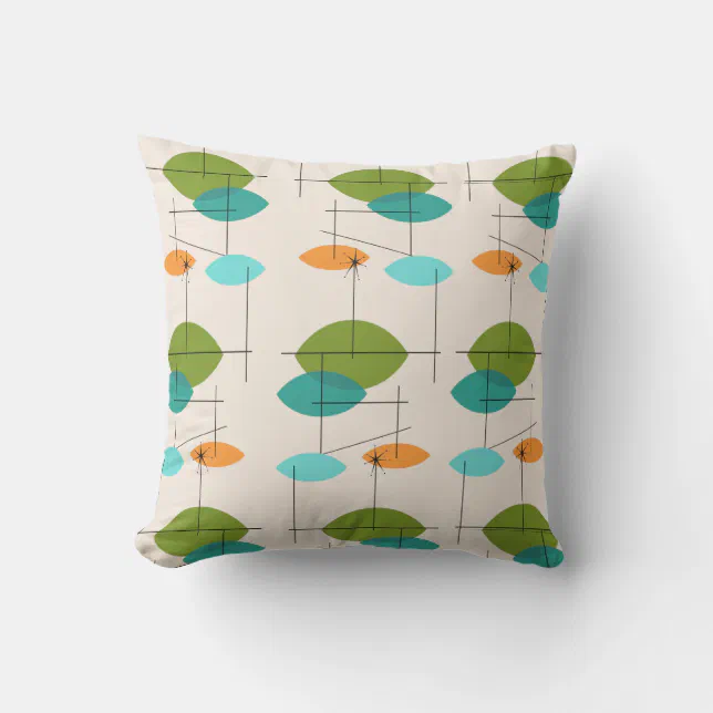 Retro Atomic Mobile Pattern Outdoor Pillow | Zazzle