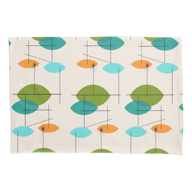 Retro Atomic Mobile Pattern Pillowcase (Front)