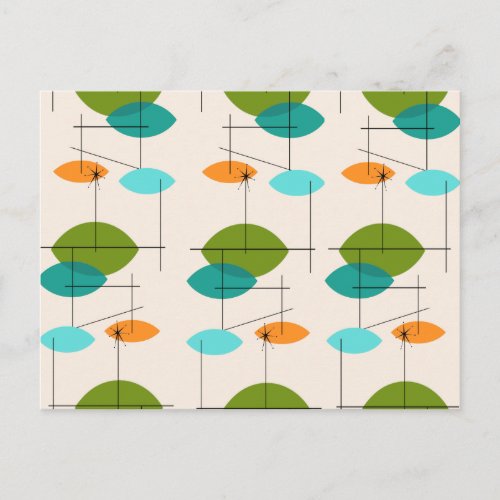 Retro Atomic Mobile Pattern Postcard