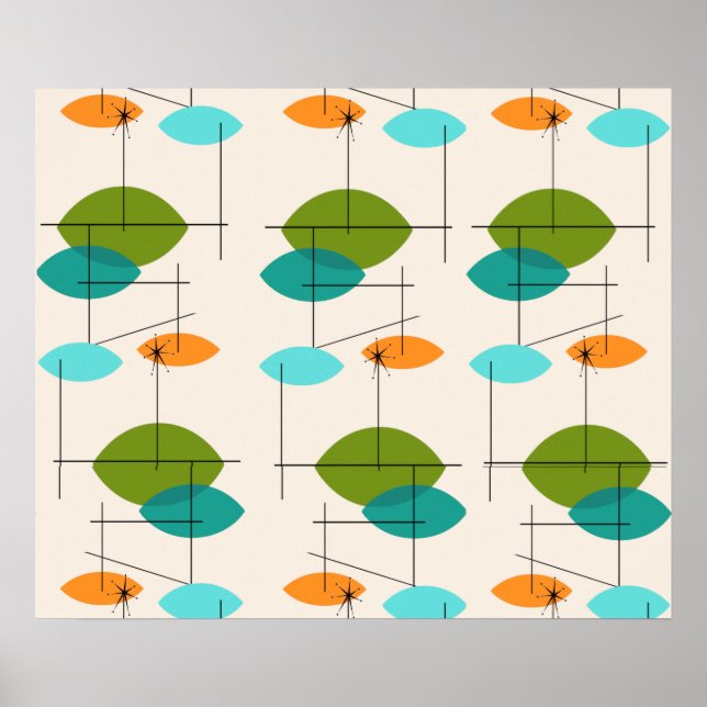 Retro Atomic Mobile Pattern Poster (Front)