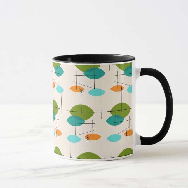 Retro Atomic Mobile Pattern Ringer Mug (Right)