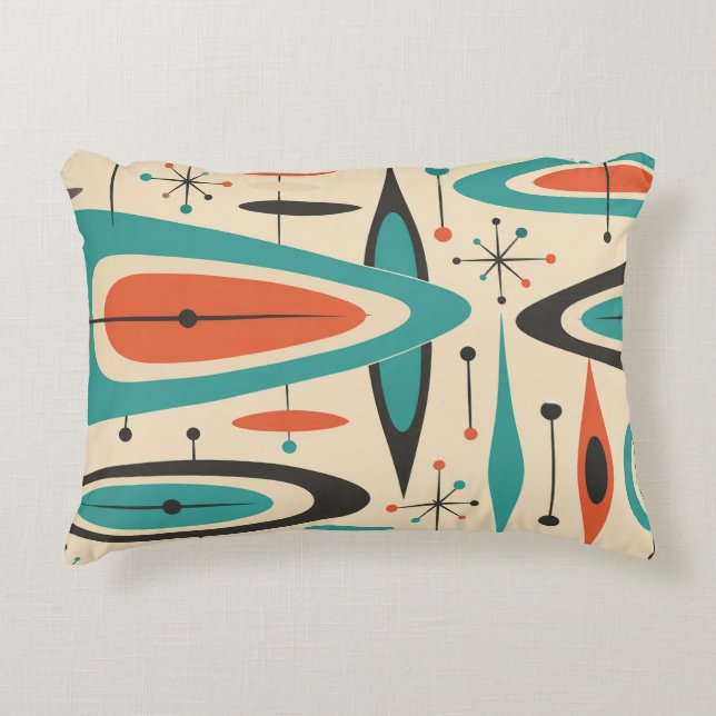 Retro Atomic Orbit Pattern Accent Pillow (Front)