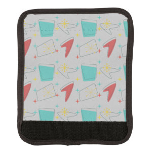 Retro Atomic Pattern on light gray Luggage Handle Wrap