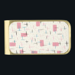 Retro Atomic Pink Money Clip<br><div class="desc">You'll be tickled pink by this Retro Atomic Pink Pattern Money Clip. The design features a cream background with gold speckles, pink rectangles, and black, turquoise, and pink slashes. The pattern is reminiscent of traditional mid century modern style. You're sure to enjoy our homage to the 1950s. Buy this today...</div>