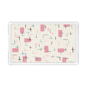 Retro Atomic Pink Pattern Acrylic Tray