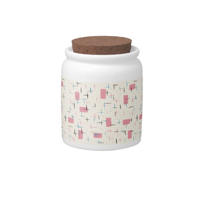 Retro Atomic Pink Pattern Candy Jar (Front)