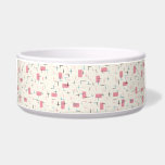 Retro Atomic Pink Pattern Ceramic Pet Bowl<br><div class="desc">You'll be tickled pink by this Retro Atomic Pink Pattern Ceramic Pet Bowl. The design features a cream background with gold speckles, pink rectangles, and black, turquoise, and pink slashes. The pattern is reminiscent of traditional mid century modern style. You're sure to enjoy our homage to the 1950s. Buy this...</div>