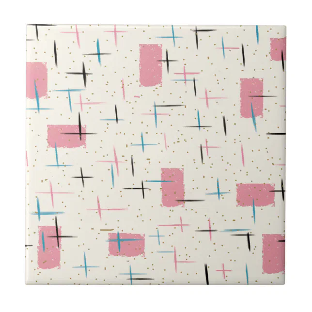 Retro Atomic Pink Pattern Ceramic Tile | Zazzle