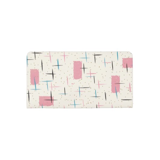 Retro Atomic Pink Pattern Checkbook Cover (Back)