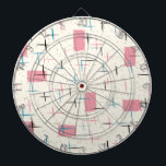 Retro Atomic Pink Pattern Dart Board<br><div class="desc">You'll be tickled pink by this Retro Atomic Pink Pattern Dart Board. The design features a cream background with gold speckles, pink rectangles, and black, turquoise, and pink slashes. The pattern is reminiscent of traditional mid century modern style. You're sure to enjoy our homage to the 1950s. Buy this today...</div>