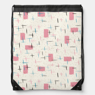 Retro Atomic Pink Pattern Drawstring Backpack