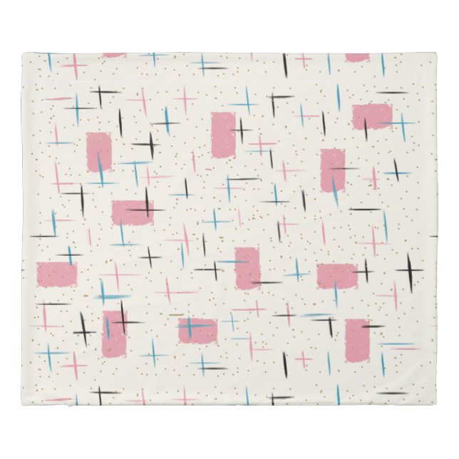 Retro Atomic Pink Pattern Duvet Cover (Back)