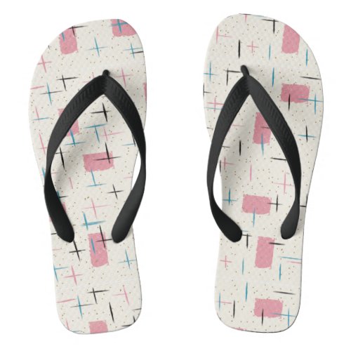 Retro Atomic Pink Pattern Flip Flops