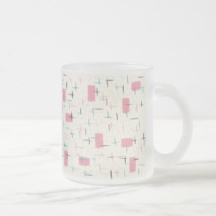 Retro Atomic Pink Pattern Frosted Glass Mug