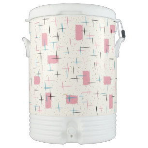 Retro Atomic Pink Pattern Igloo Beverage Cooler