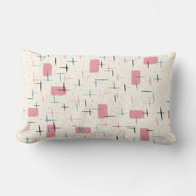 Retro Atomic Pink Pattern Lumbar Pillow (Front)