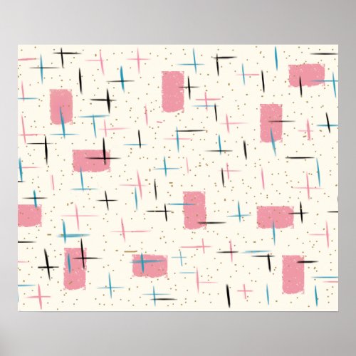 Retro Atomic Pink Pattern Poster