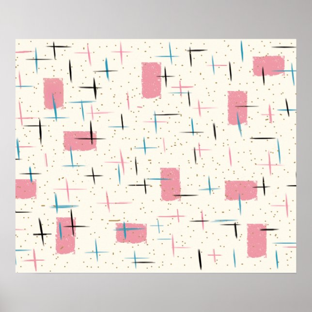 Retro Atomic Pink Pattern Poster (Front)