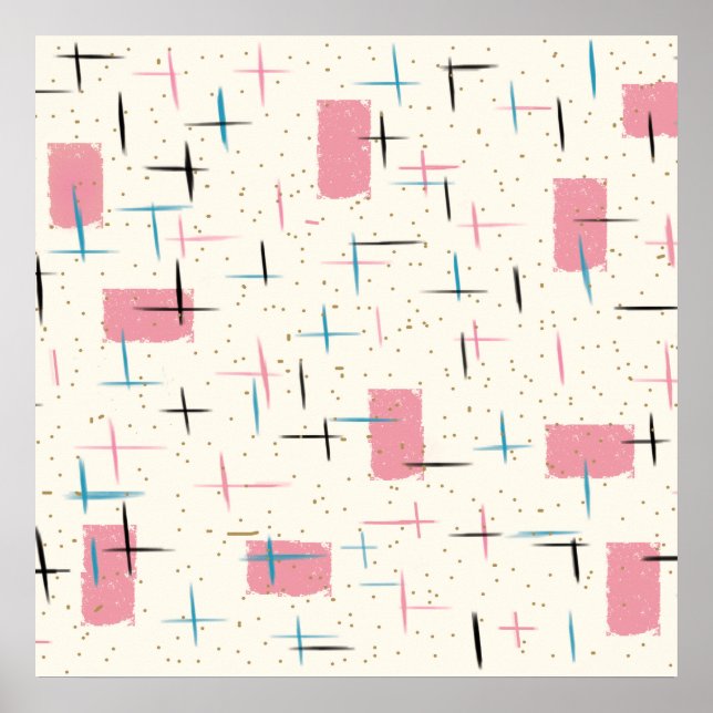 Retro Atomic Pink Pattern Poster (Front)