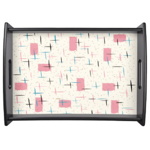Retro Atomic Pink Pattern Serving Tray