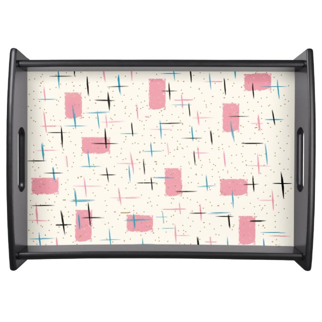 Retro Atomic Pink Pattern Serving Tray (Front)