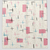 Retro Atomic Pink Pattern Shower Curtain