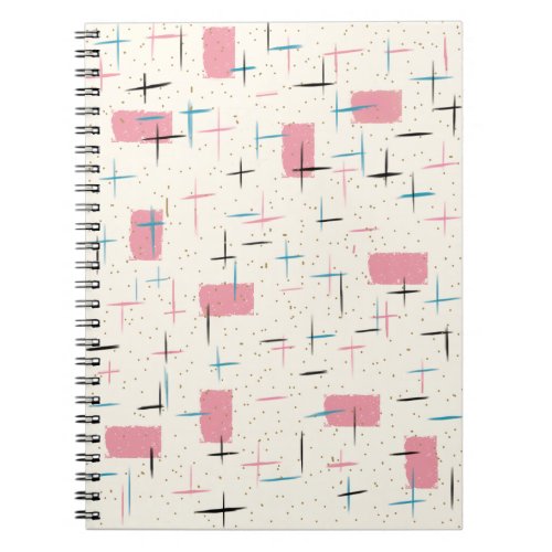 Retro Atomic Pink Pattern Spiral Notebook