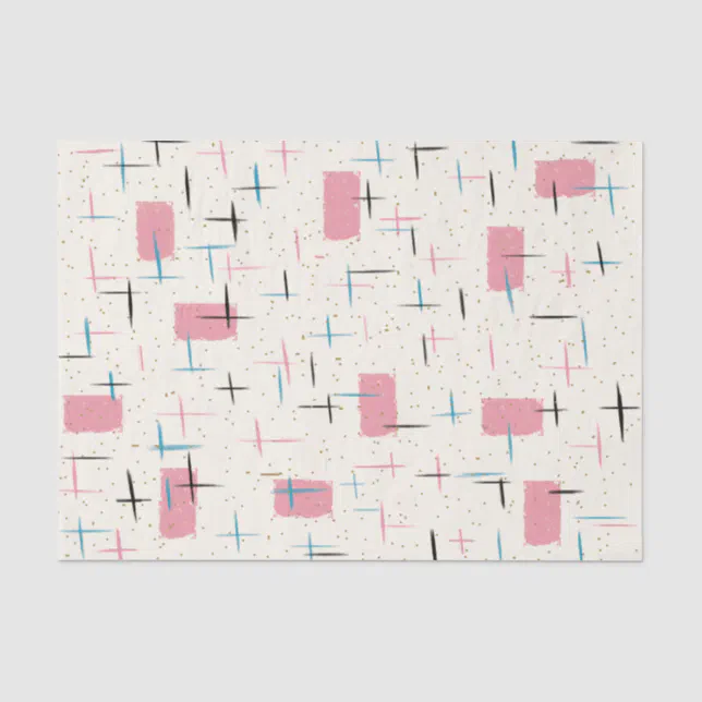 Pink Ribbon Tissue Retro Atomic Pink Pattern Tissue Ribbon Paper | Zazzle