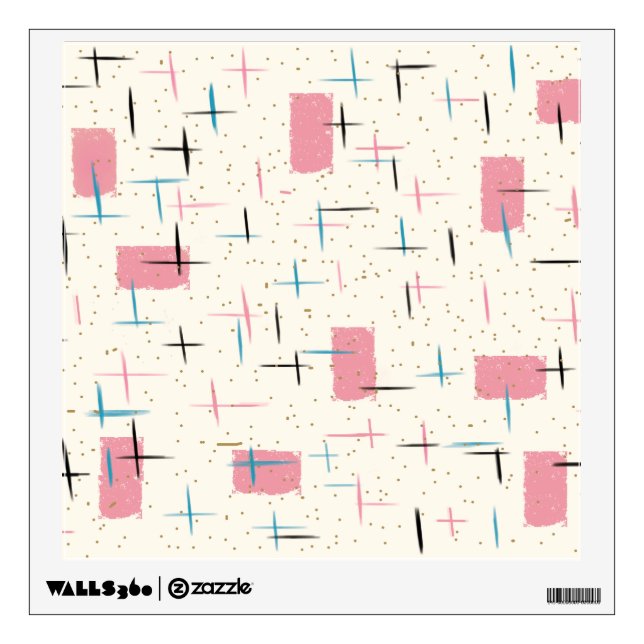 Retro Atomic Pink Pattern Wall Decal (Front)