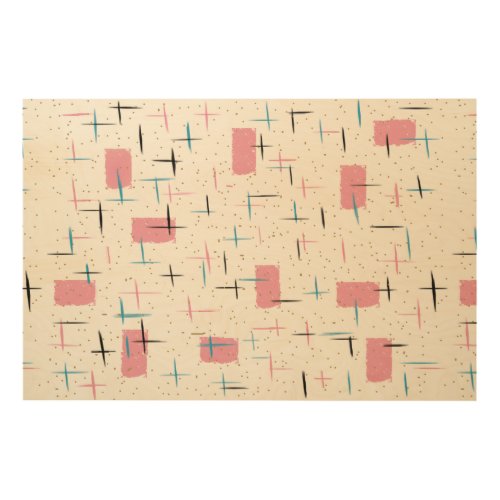 Retro Atomic Pink Pattern Wood Wall Art