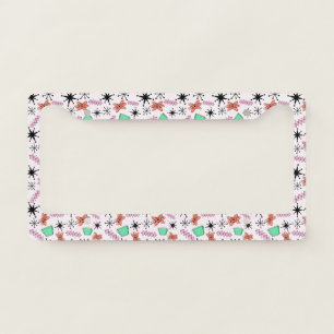Retro Atomic Shapes Pink Orange & Green License Plate Frame