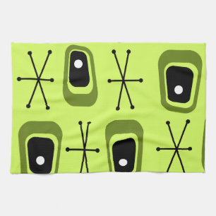 Retro Atomic Space Age Chartreuse Kitchen Towel