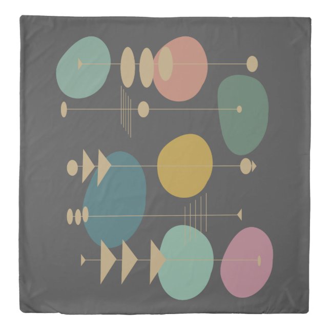 Retro Atomic Space Age Mid Century Modern Duvet Cover (Front)