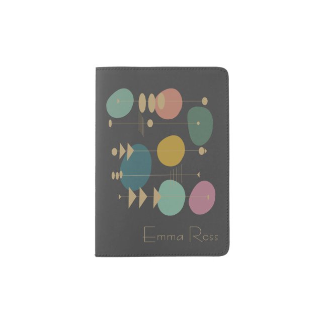Retro Atomic Space Age Mid Century Modern Passport Holder (Front)