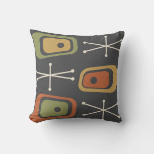 Retro Atomic Space Age Multicolored Throw Pillow