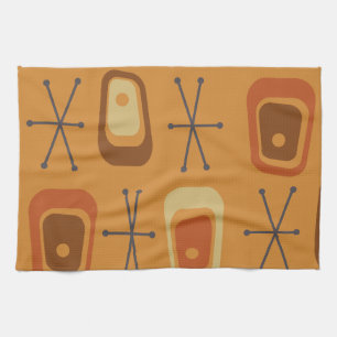 Retro Atomic Space Age Orange Kitchen Towel