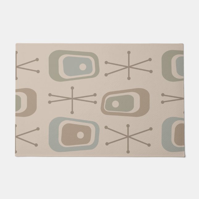 Retro Atomic Space Age Soft Neutral Colors Doormat (Front)