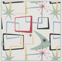 Retro Atomic Squares Stars & Boomerang Mid Century Fabric