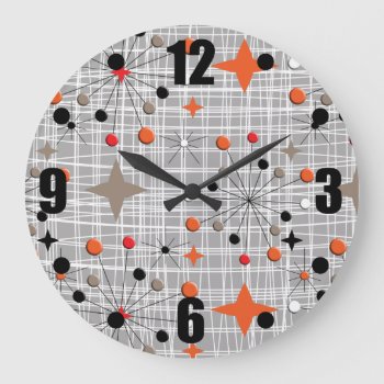 Retro Atomic Starburst Design Large Clock by Flissitations at Zazzle