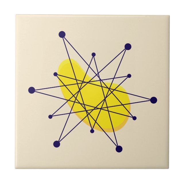 Retro Atomic Starburst Mid-Century Style Ceramic Tile (Front)