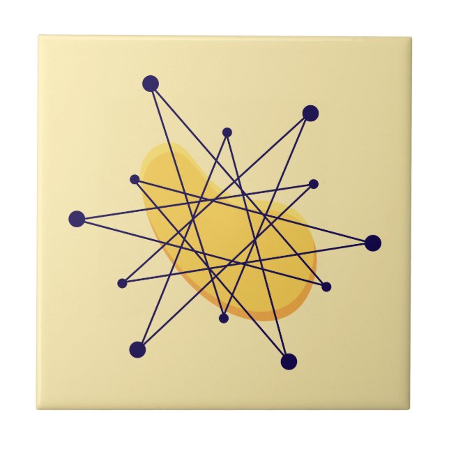 Retro Atomic Starburst Mid-Century Style Ceramic Tile (Front)