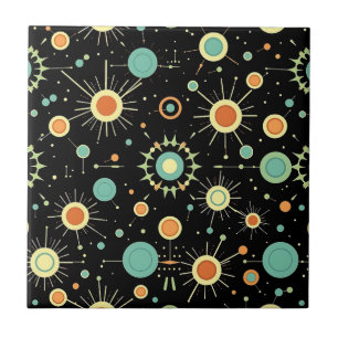 Retro Atomic Starburst Midcentury Pattern Ceramic Tile