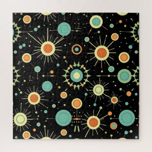 Retro Atomic Starburst Midcentury Pattern Jigsaw Puzzle