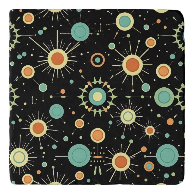 Retro Atomic Starburst Midcentury Pattern Trivet (Front)