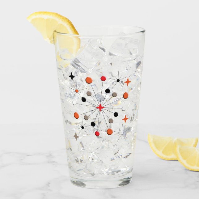 Retro Atomic Starburst Modern Mid Century Pattern  Glass (Front Ice)