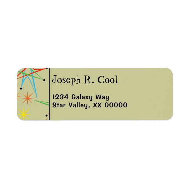 Retro Atomic Starburst Multicolored Pattern Label (Front)