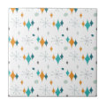 Retro Atomic Starburst Stars Pattern Ceramic Tile | Zazzle