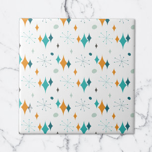 Retro Atomic Starburst Stars Pattern Ceramic Tile