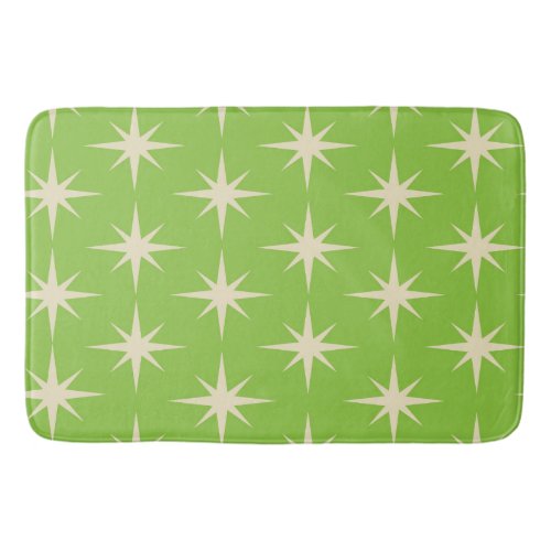 Retro Atomic stars pattern on lime green    Bath Mat